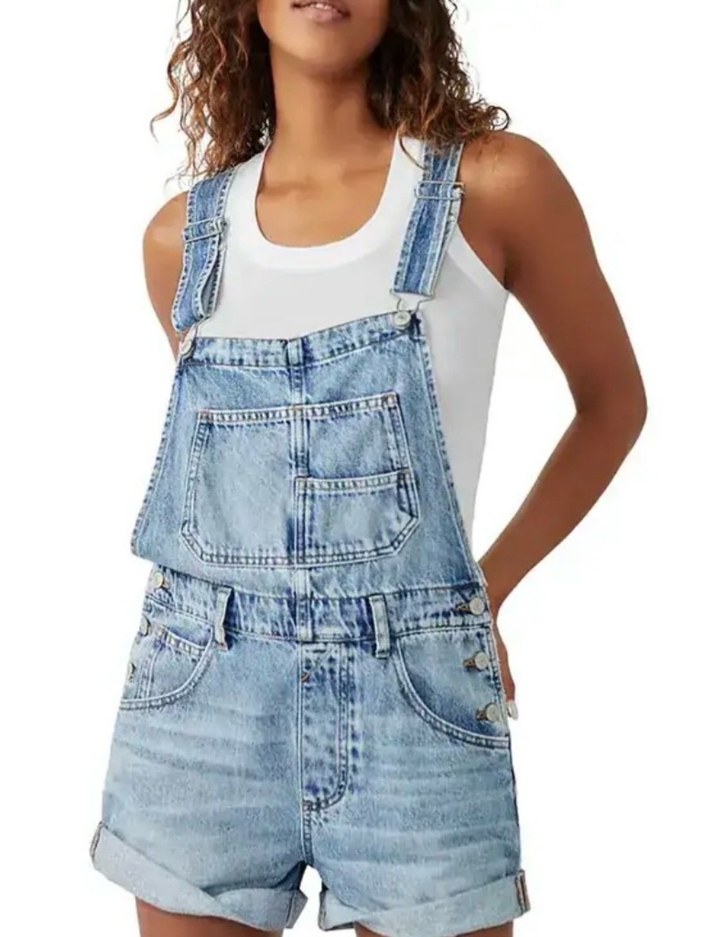 Free People We The Free Ziggy Denim Shortalls Romper Size Small